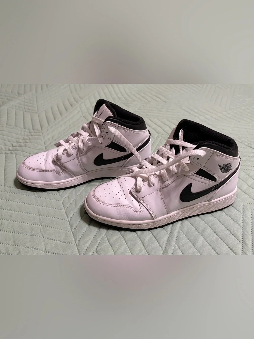 Nike Kids White and Black Mid-Top Sneakers